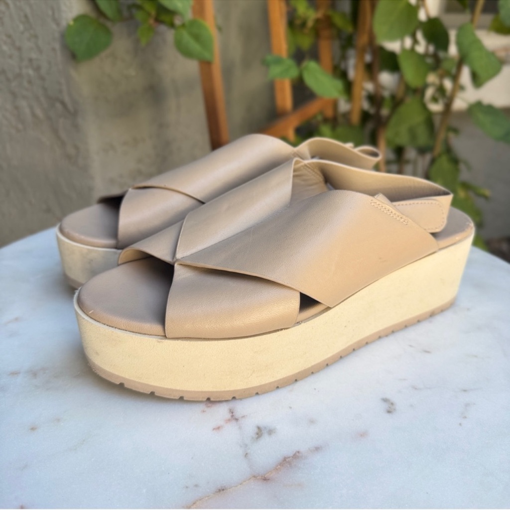 Vince Jenaya Beige Platform Sandals